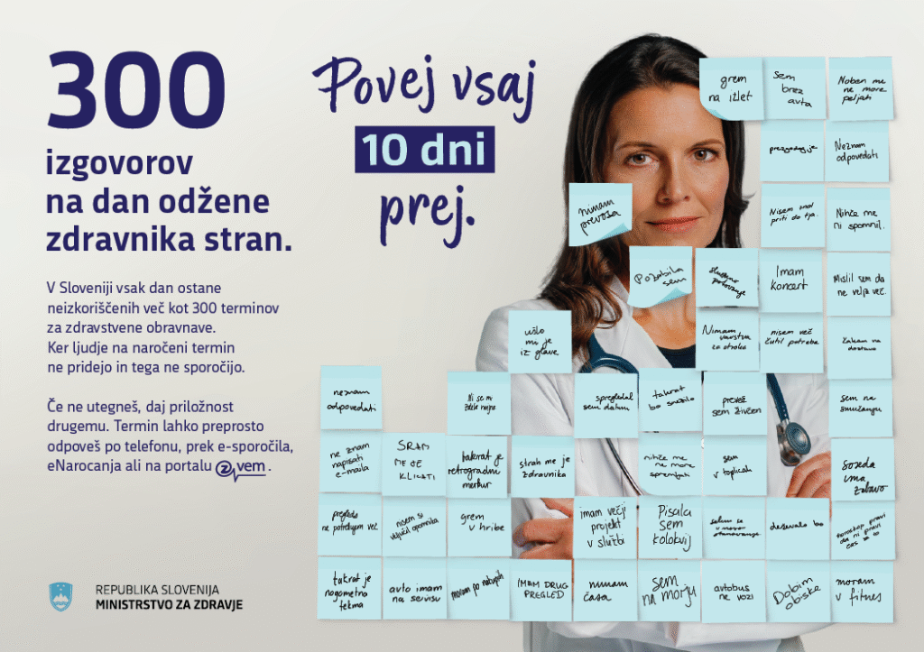 plakat, 300 izgovorov na dan odžene zdravnika stran