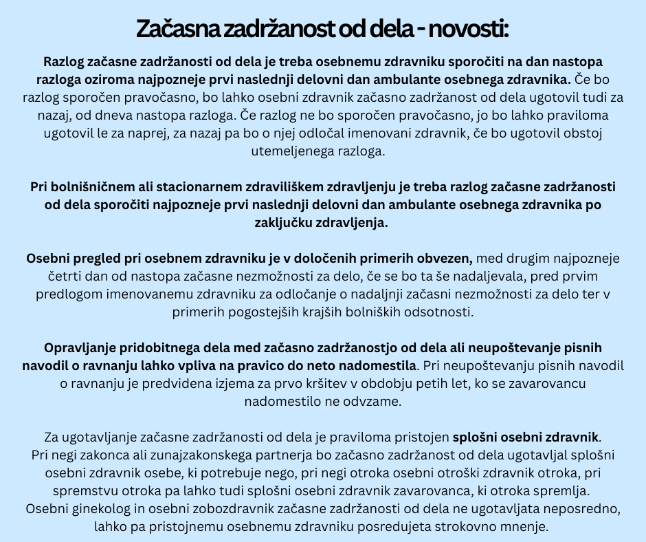 novosti, začasna zadržanost od dela